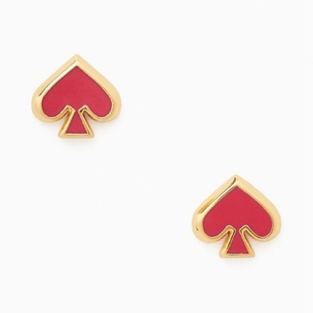 kate spade • Bright Rose Spade Studs • Enamel • Pink Duster Included